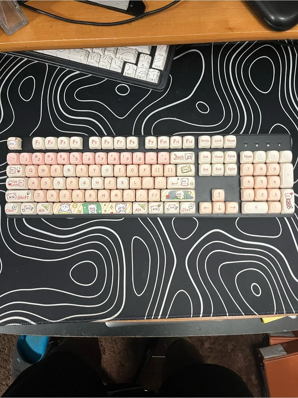 Cute Koala Pastel Pink Mechanical Keyboard with Character Keycaps